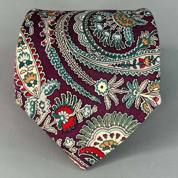 CHRISTIAN DIOR Purple Multi Color Paisley Tie - Picture 1 of 4